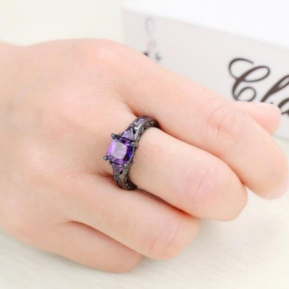 NEW Midnight Black Grape Lavender Amethyst Ring - Picture 2 of 5
